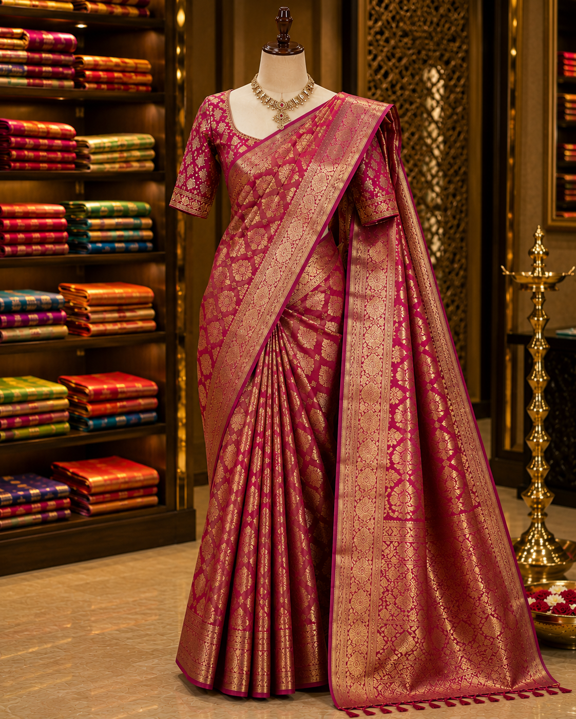 Banarasi silk saree with brocade weave