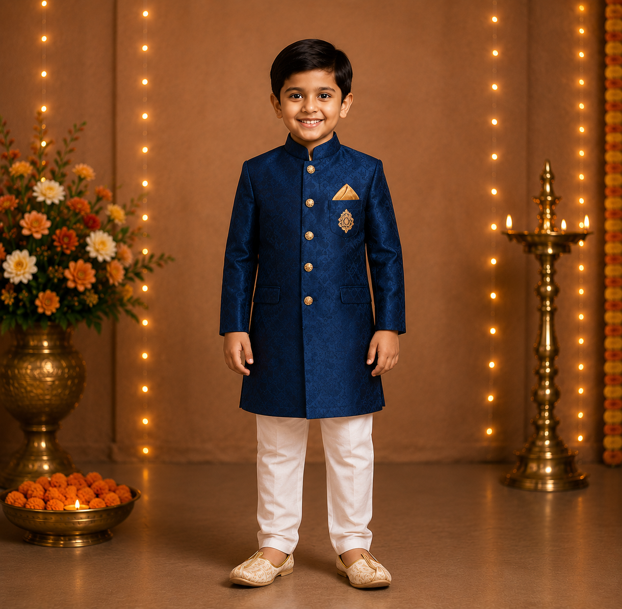 Boys sherwani draped on a child display mannequin