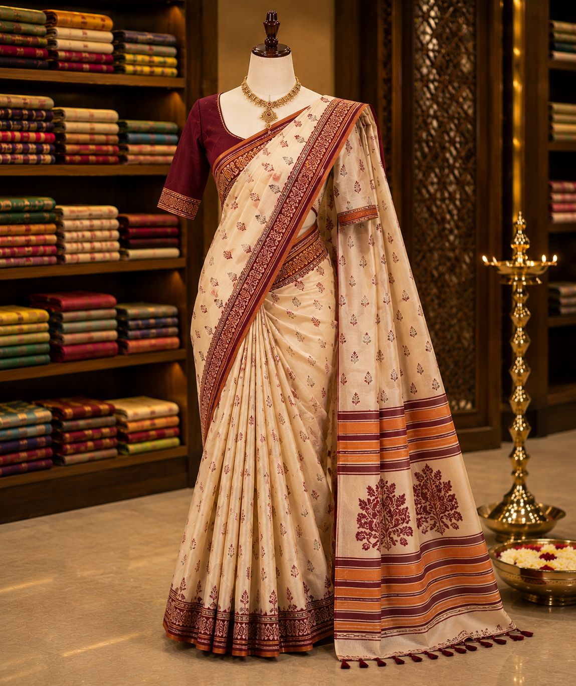 Cotton saree with woven border