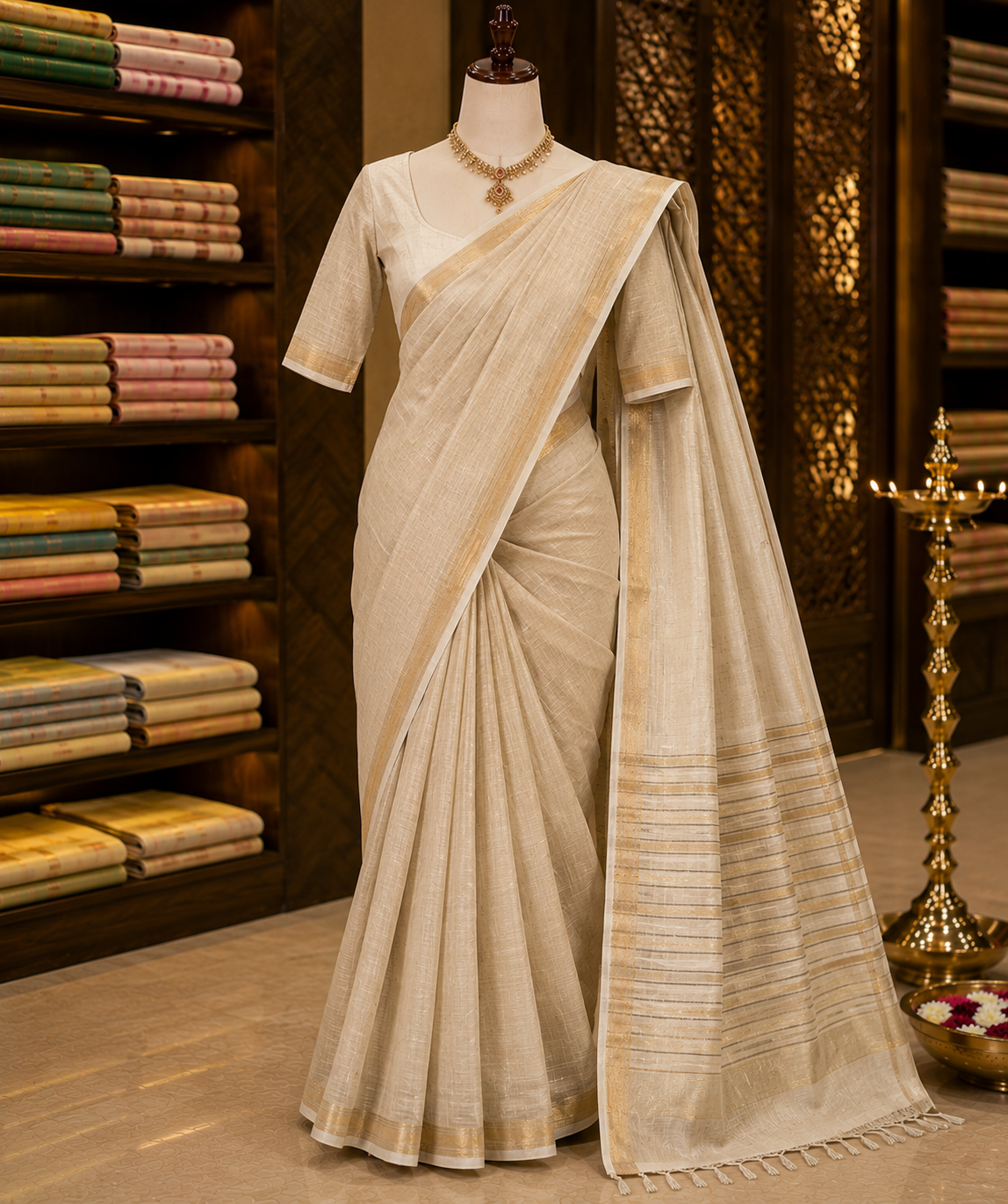 Linen saree with fine texture