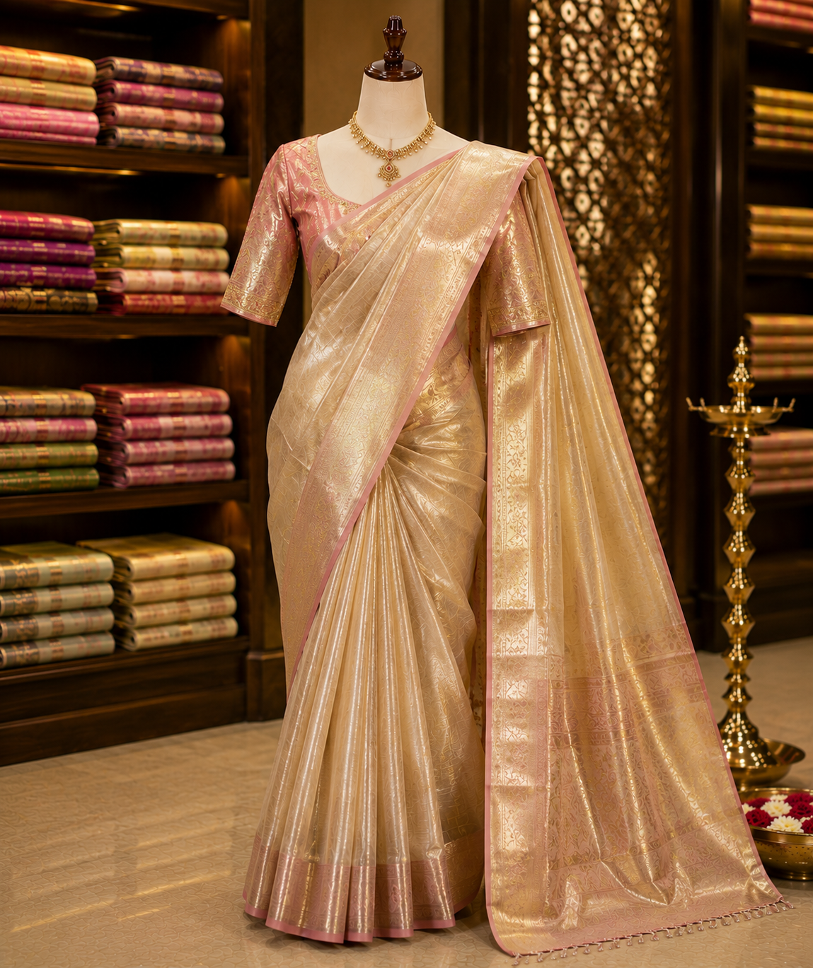 Tissue silk saree with metallic sheen