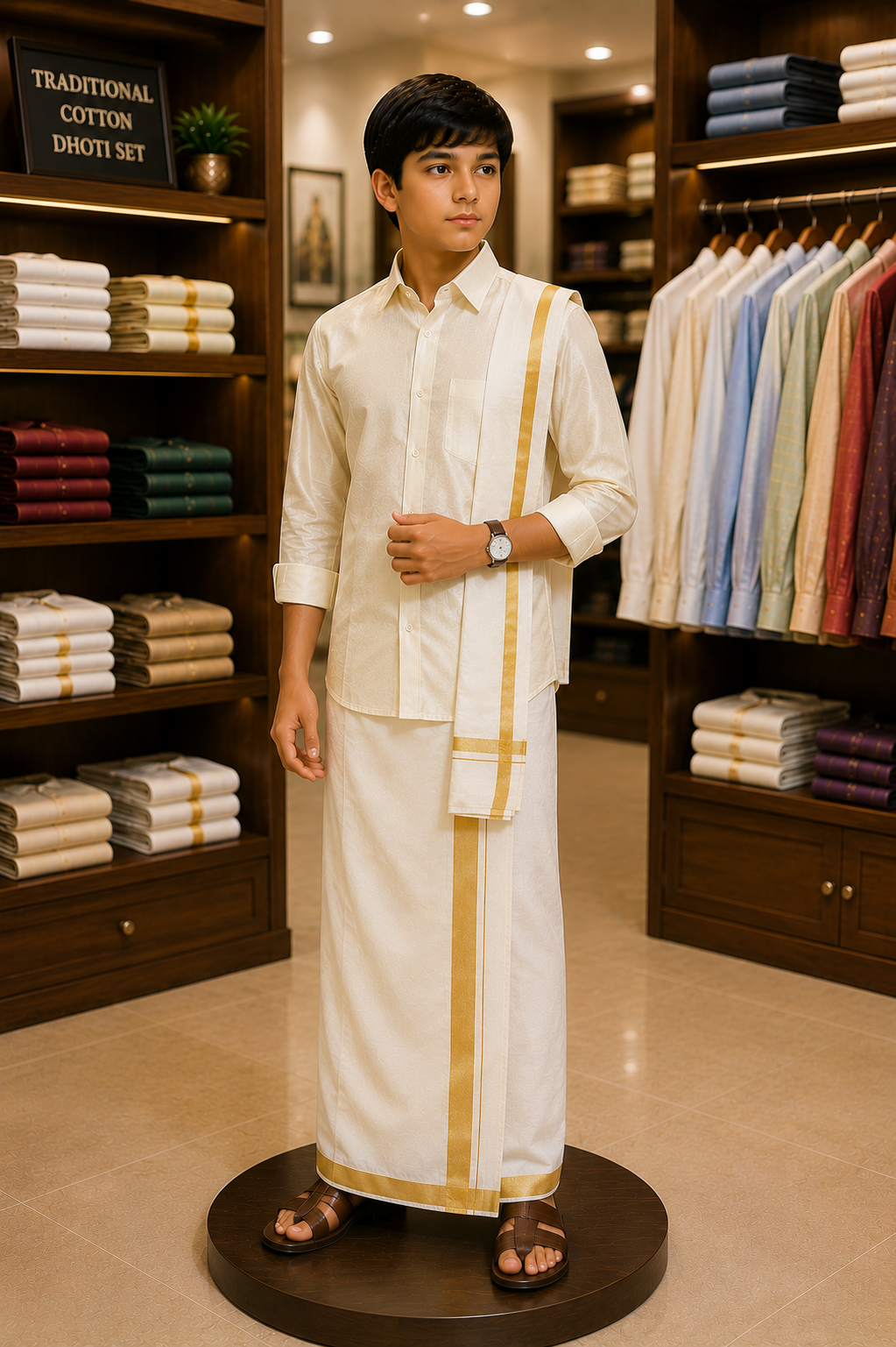 Traditional Cotton Dhoti Set