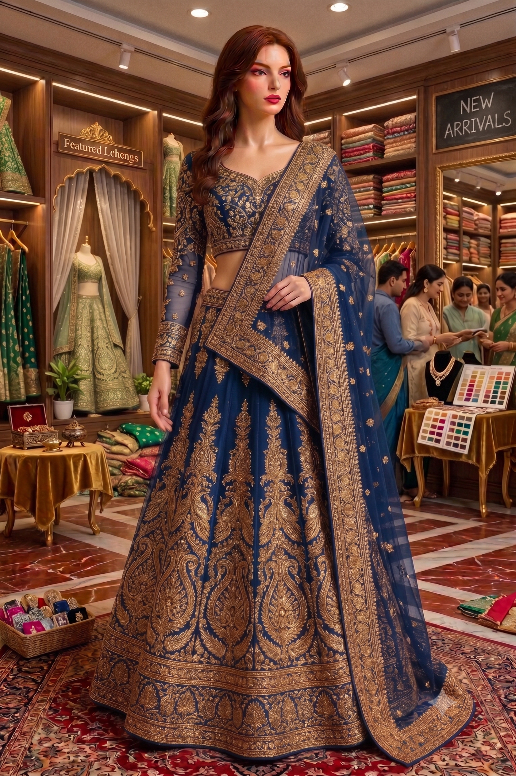 Embroidered Net Lehenga