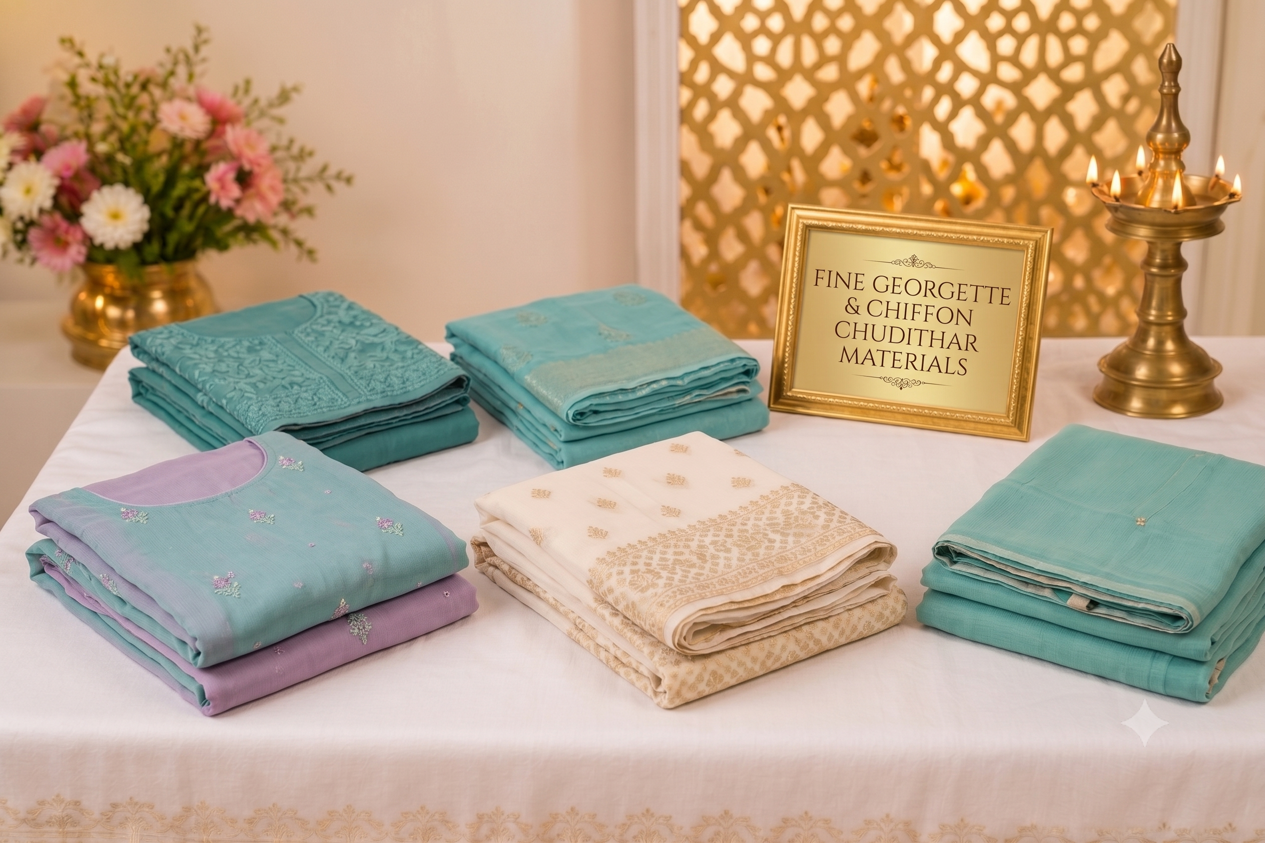 Georgette and Chiffon Chudithar Material